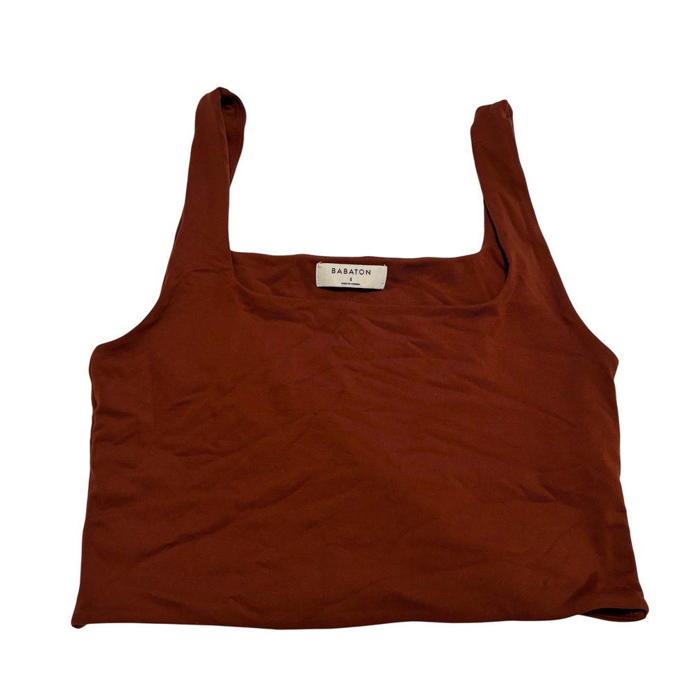 Babaton Aritzia Contour Squareneck Tank Top Rust Brown Small Crop Top